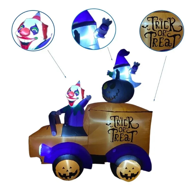 8FT & Holiday DIY Decorations Inflatables Clown Ghosts Truck Built-in