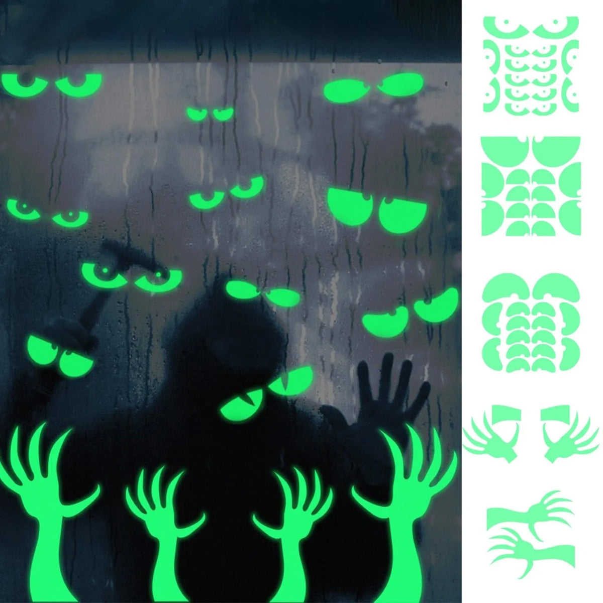 Glow-in-the-Dark Scary Eyes Halloween Wall Decals