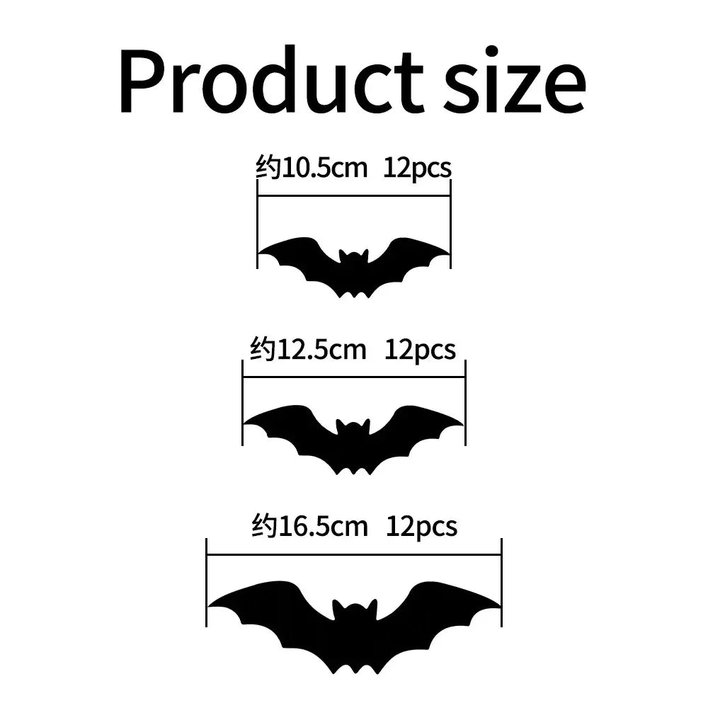Halloween 3D Stereoscopic Bat LED Night Light PET Wall Decal Home FestivalParty