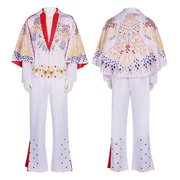 Elvises Costume Anime Presleleying Rocker Performance Uniform Halloween Outfits Set for - 3pcs / XL
