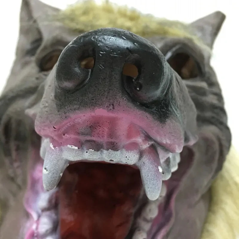 Werewolf Costume Mask Wolf Gloves Costume Halloween Latex Rubber Wolf Head Hair Mask - View 4