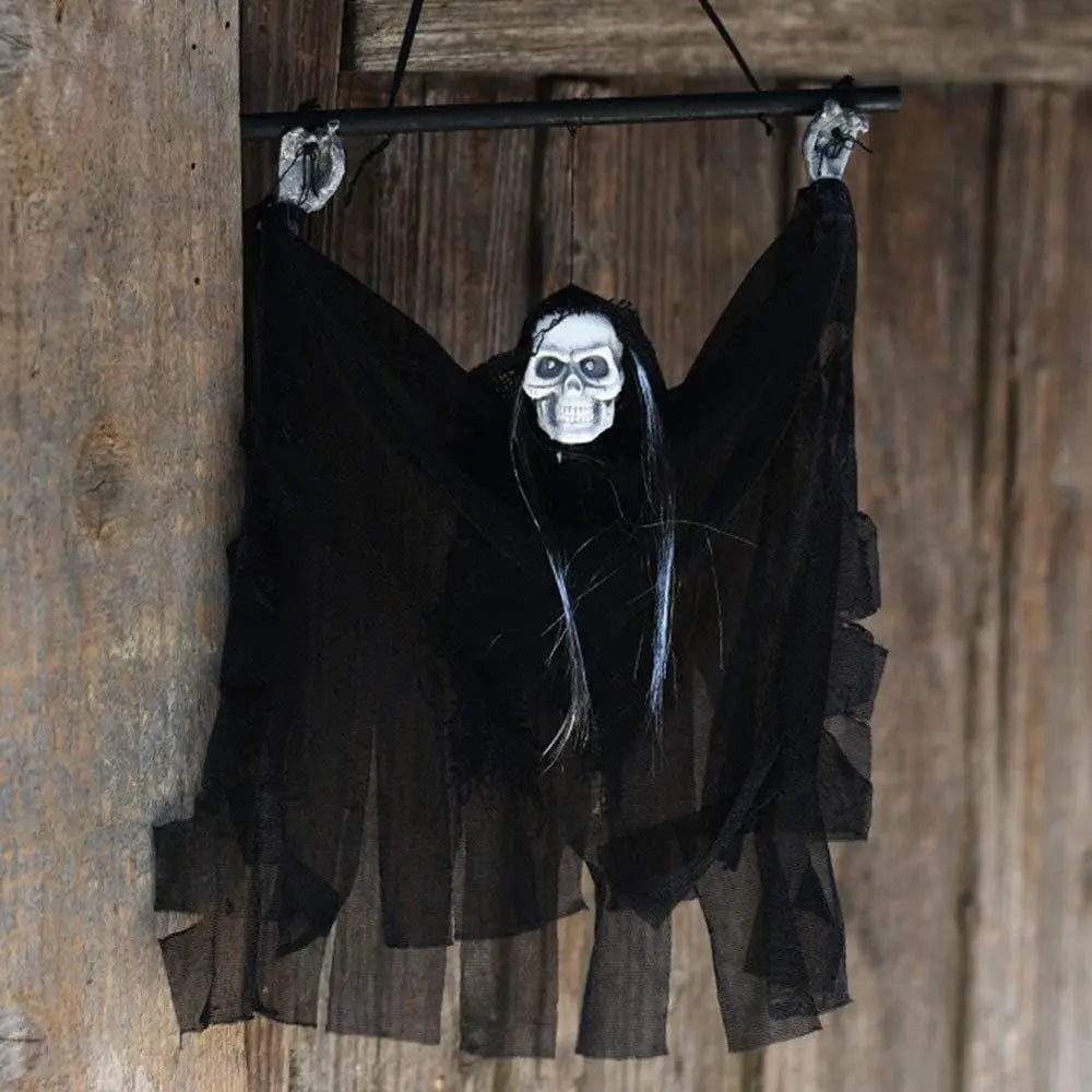 Light-Up Skull Hanging Ghost Halloween Decoration - product image 3