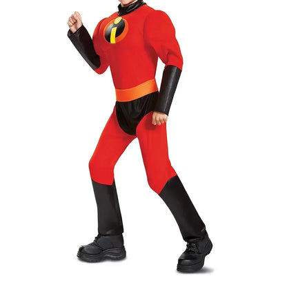 Halloween Adult Incredible Costume Anime Incredible Red Jumpsuit Mask Full Set of - Girl / 150 CM