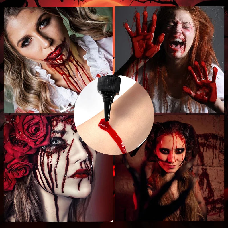 VERONNI Fake Blood Makeup Kit Spray & Squeeze Bottles Realistic Dark Washable Artificial Blood Liquid for - product image 4