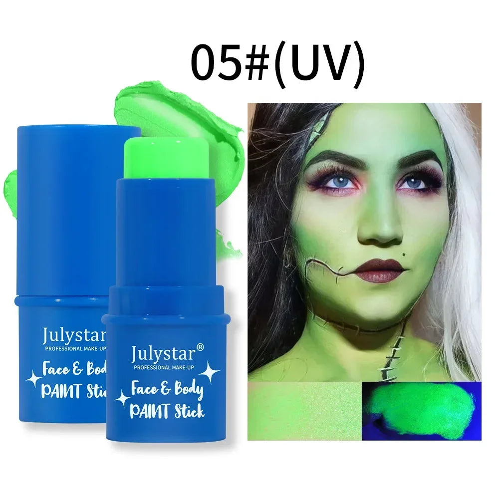 Halloween Face Body Painting Stick Cream Waterproof UV Light Neon Green Purple Pink Black White Paint Party - product image 9