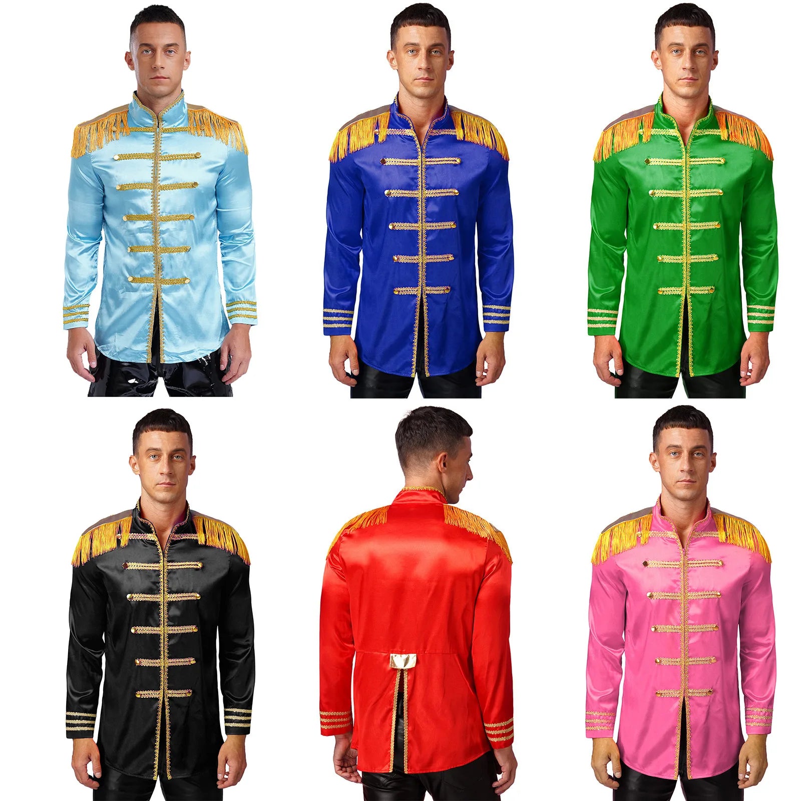 Men's Medieval SGT Sergeant Pepper Tassel Jackets Coat Hippy Costume - alternate view 5
