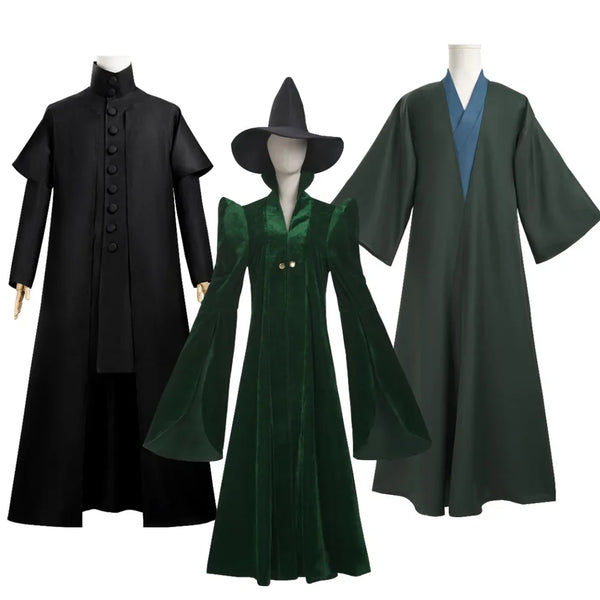 Professor Severus Snape Costume Magic Boarding School School Black Cape Shirt Suit Into Human Robe - C / XXXL