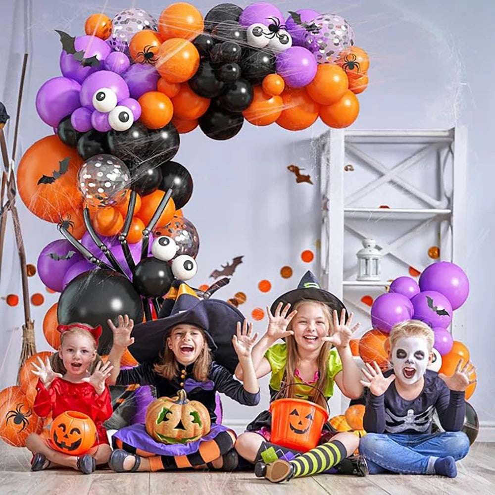 Orange Halloween Balloons Garland Black Eyeball Purple Balloon Arch Kit Long - product image 3