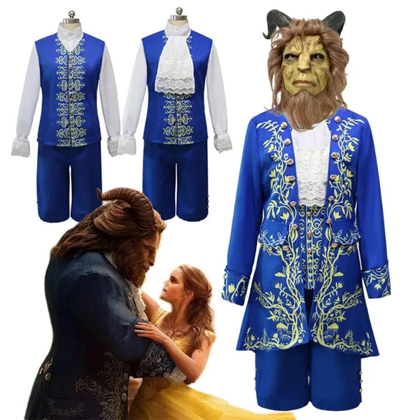 Anime Beauty and Beast Costume Adults Prince Adam Cosplay Dress Costume Uniform Mask for Men Halloween Clothes - product image 1