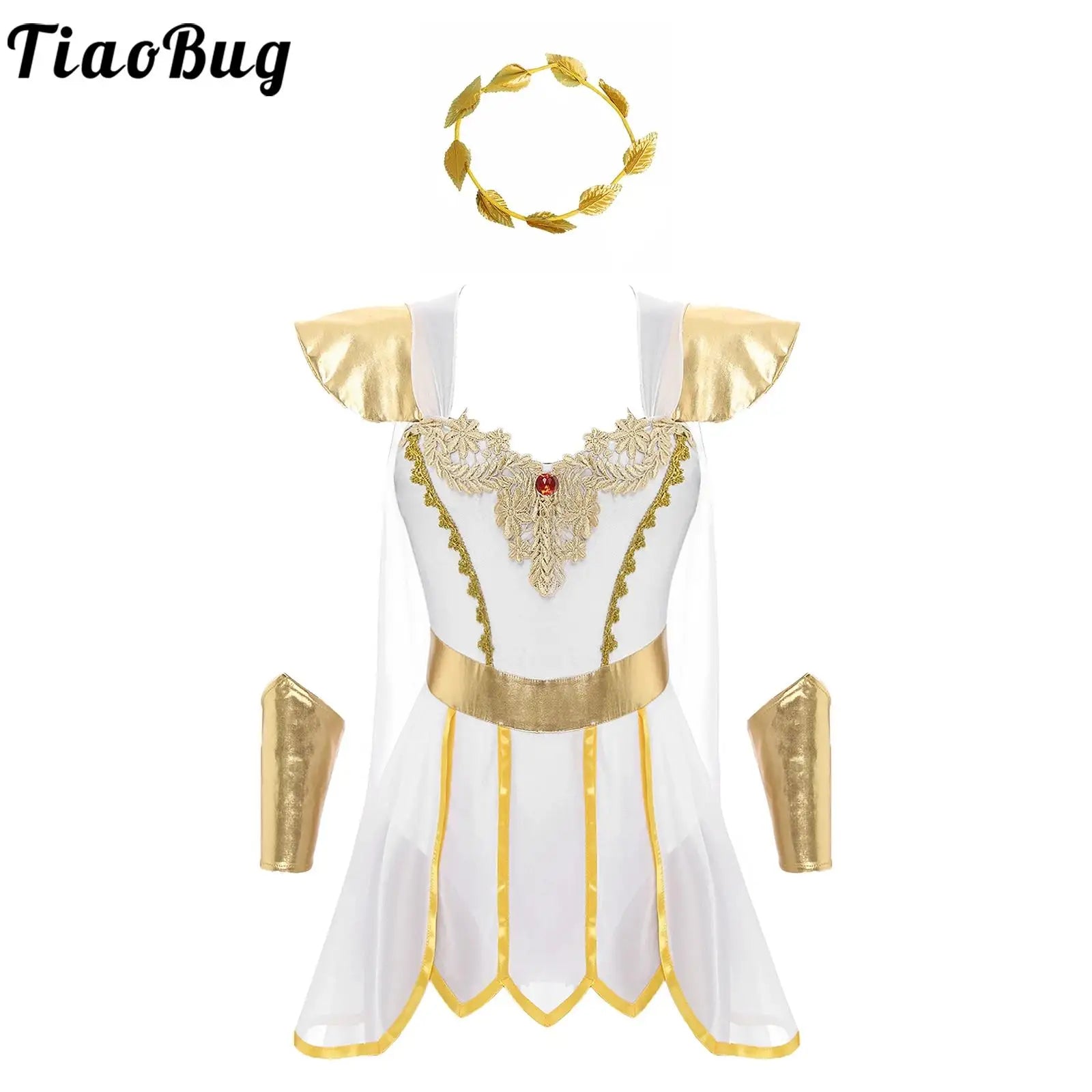 Women's Roman Ancient Greek Leaves Garland Headwear Caped Petal Costume