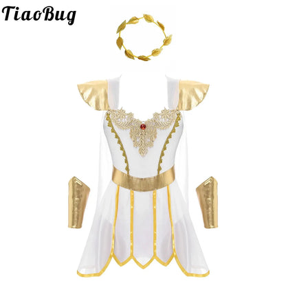 Women's Roman Ancient Greek Leaves Garland Headwear Caped Petal Costume