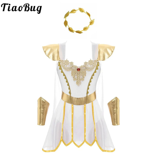 Women's Roman Ancient Greek Leaves Garland Headwear Caped Petal Costume