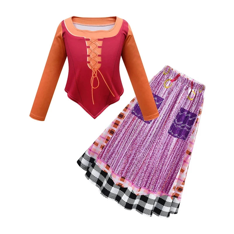❤️❤️❤️Hocus Pocus 2 Mary Sanderson Dress  Skirts Princess Lolita Cloak Halloween Costumes  Witch Cosplay Anime Suits Robe ❤️⭐️❤️