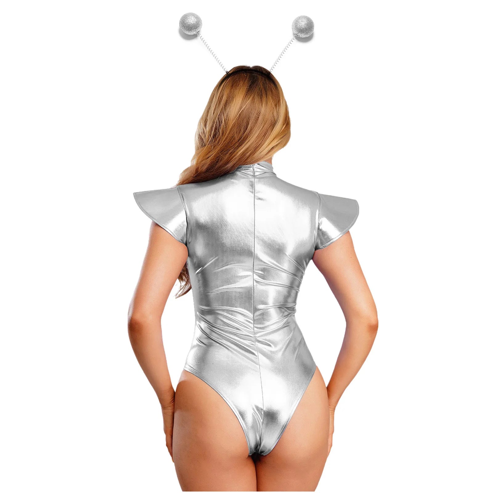 TiaoBug Women's Metallic Space Costume – Astronaut Bodysuit & Headwear