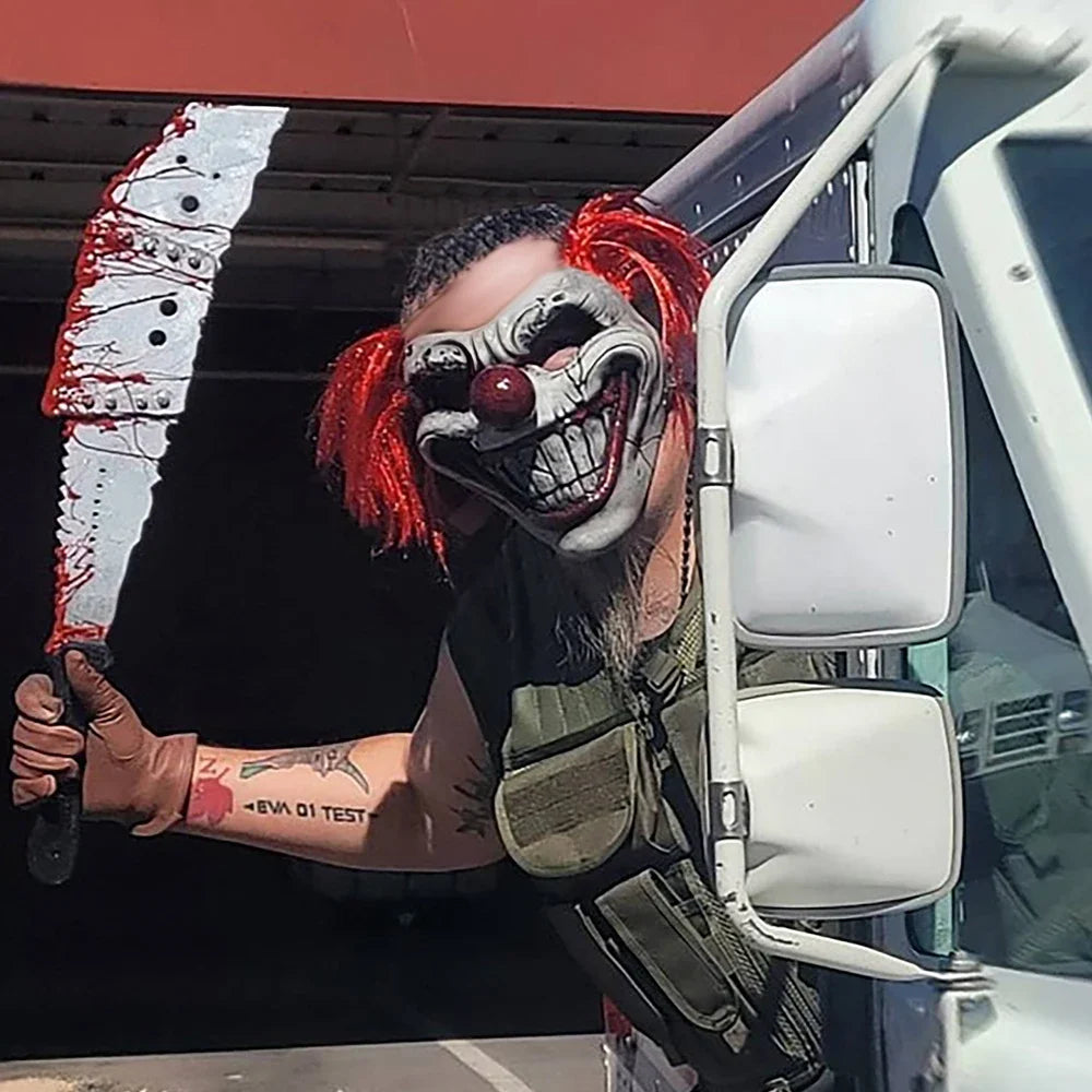 Twisted Carnival Sinister Clown Creepy Clown Mask Cosplay Bloody Half Face Clown Latex