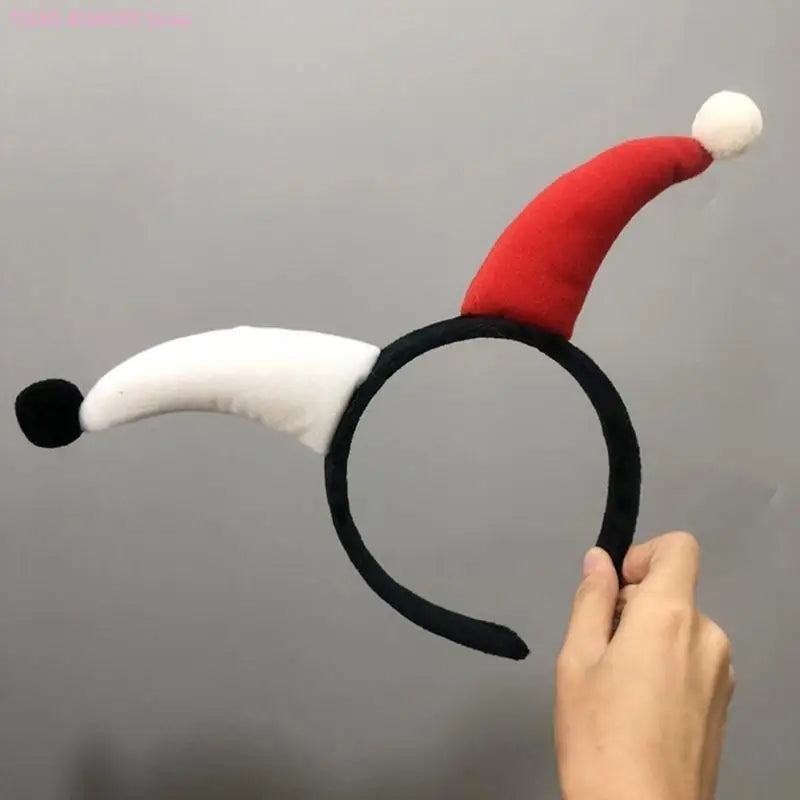 62KE Halloween Clown Color Matching Clown Horn Headband Movie Evil Hair Hoop Gothic - black and white corn / China Mainland