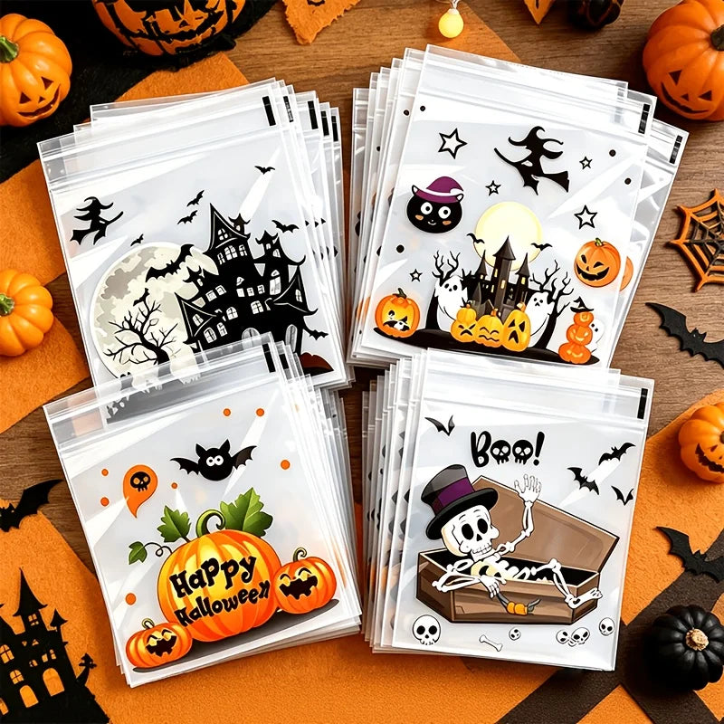 100-Pc Small Halloween Treat Bags Clear Self Adhesive Candy Bags - product image 4