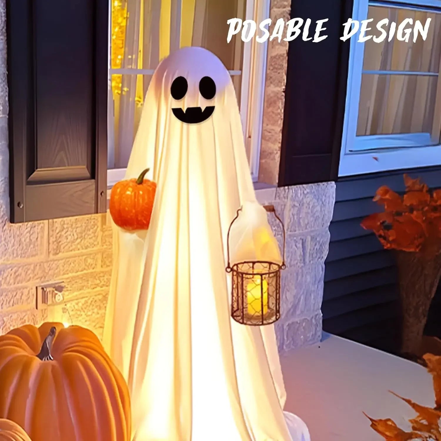85/65-Inch Life-Size Scary Standing Ghost Glow-in-the-Dark OutdoorHalloween