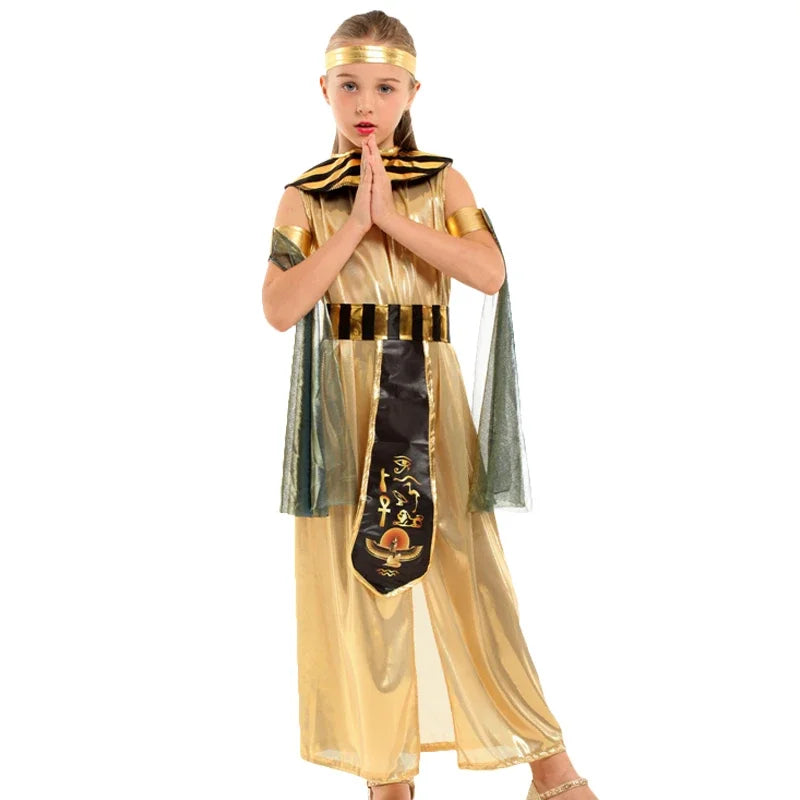 Kids' Egyptian parent- Ancient king Pharaoh goddess Cleopatra golden Costume - alternate view 6