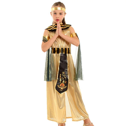 Kids' Egyptian parent- Ancient king Pharaoh goddess Cleopatra golden Costume - alternate view 6