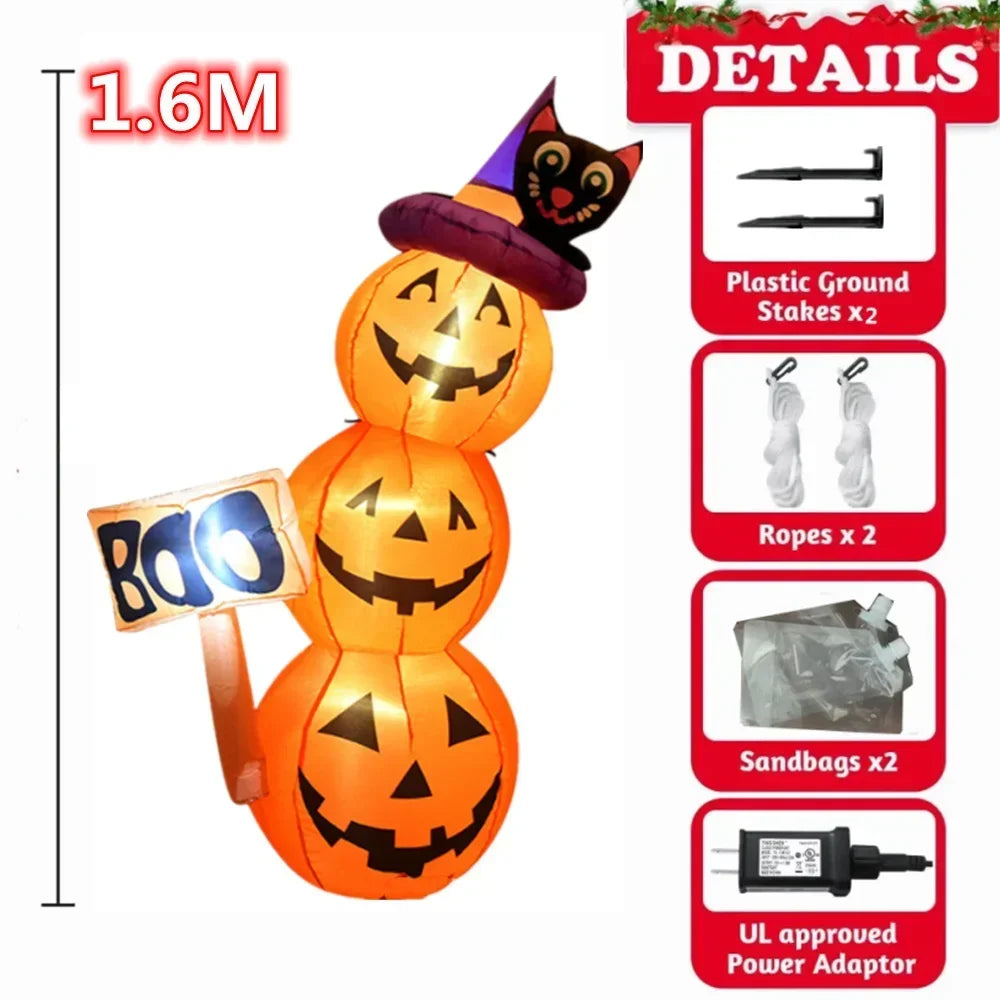 1.6M/5FT Halloween Inflatable Model Pumpkin Built-in LED Lights Holiday Outdoor Indoor Home Garden Party Fun - product image 6