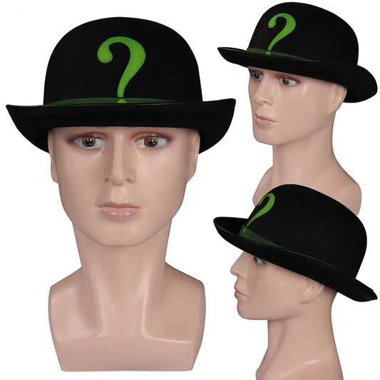 Riddler Hat Costume Accessories Movie Super Villain Disguise Headgear Adult Boys Cap - One Size