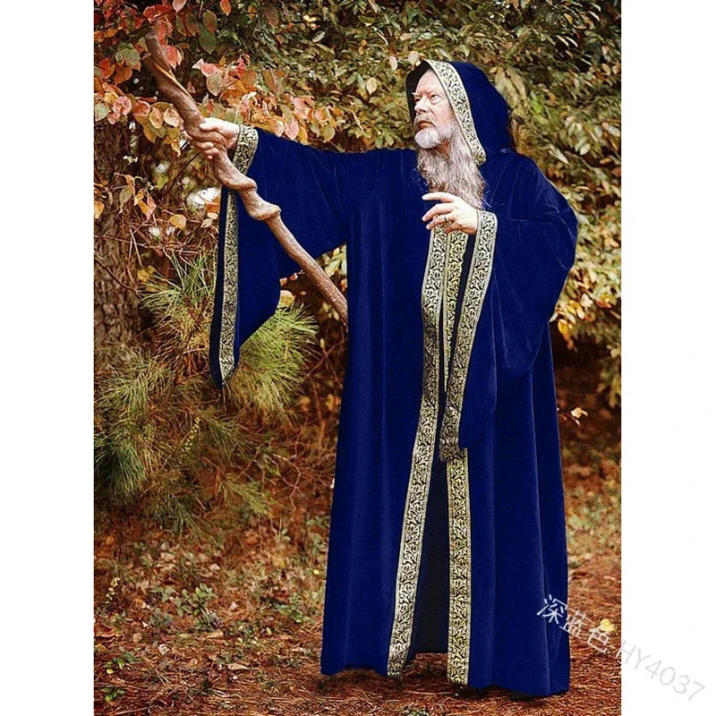 Costume Medieval Cape Cloak Adult Hooded Death Vampire Wizard Monk Witch Costume Priest