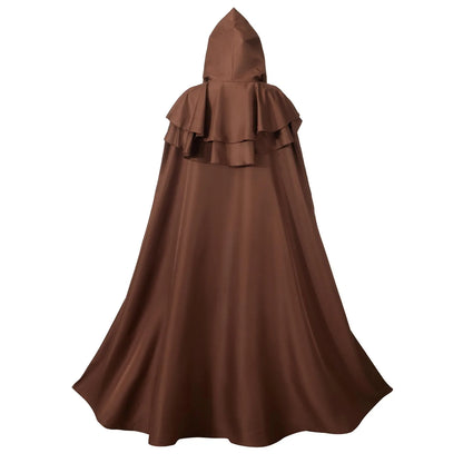 Halloween Hooded Capes for Adult Cloaks Costume Witch Red Black Purple Green Grim Reaper - Black / M