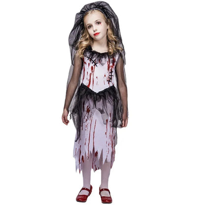Halloween Horror Blood Stained Little Girl Ghost Bride Costume Cosplay Stage Play Party Costume Anime Cosplay
