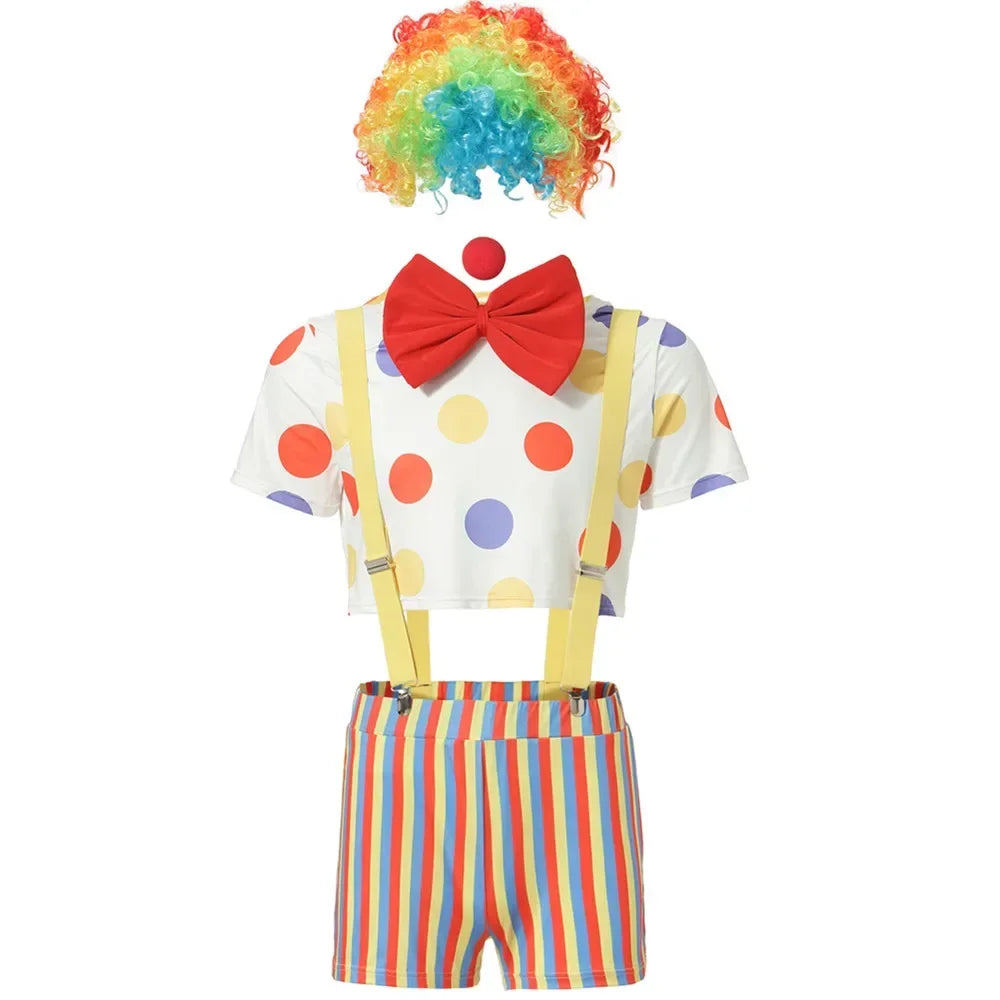 Men's Cosplay Funny Circus Clown Costumes Holiday Carnival Halloween Party Joke Dress With Wig Outfits - product image 7