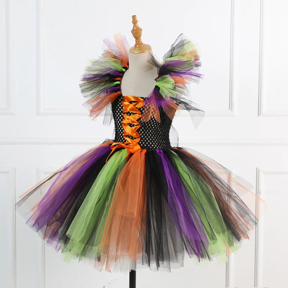 Girls Halloween Cosplay Witch Dress With Hat Costume Carnival Vestidos Kids Party Cosplay Dress Children - product image 3