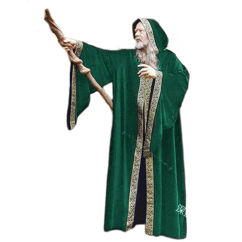 Costume Medieval Cape Cloak Adult Hooded Death Vampire Wizard Monk Witch Costume Priest