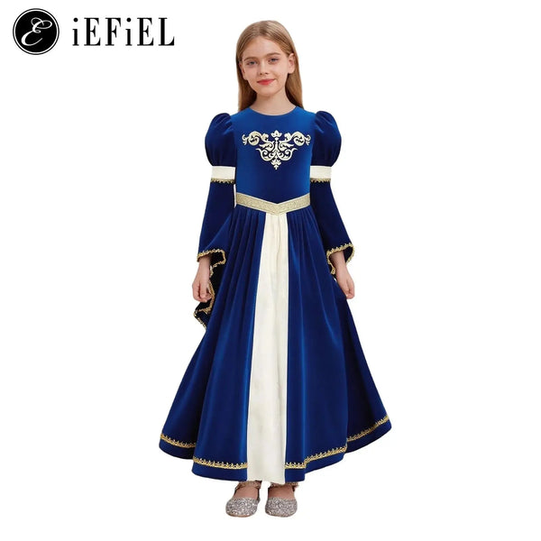 Girls Medieval Princess/Victorian Queen Halloween Cosplay Costume Bell Long - Purple