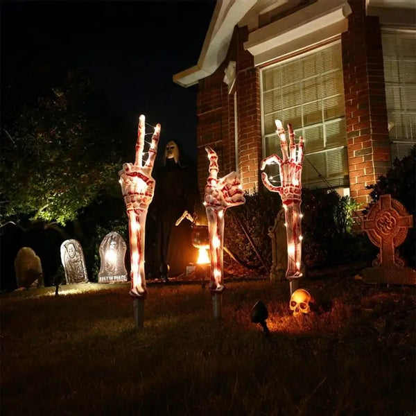 Lighted Up LED Skeleton Hand Yard Stakes Halloween Garden Decoration For Outdoor Garden Yard Porch Festival - product image 1