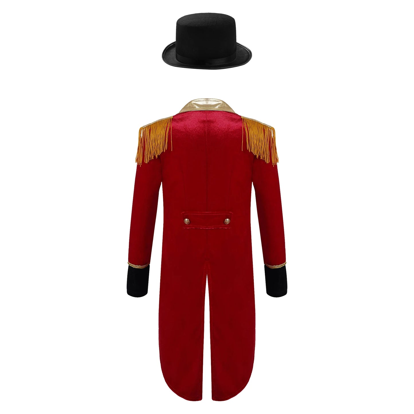 Kids' Circus Long Sleeve Lapel Tassel Tailcoat Felt Hat Ringmaster Costume - alternate view 2
