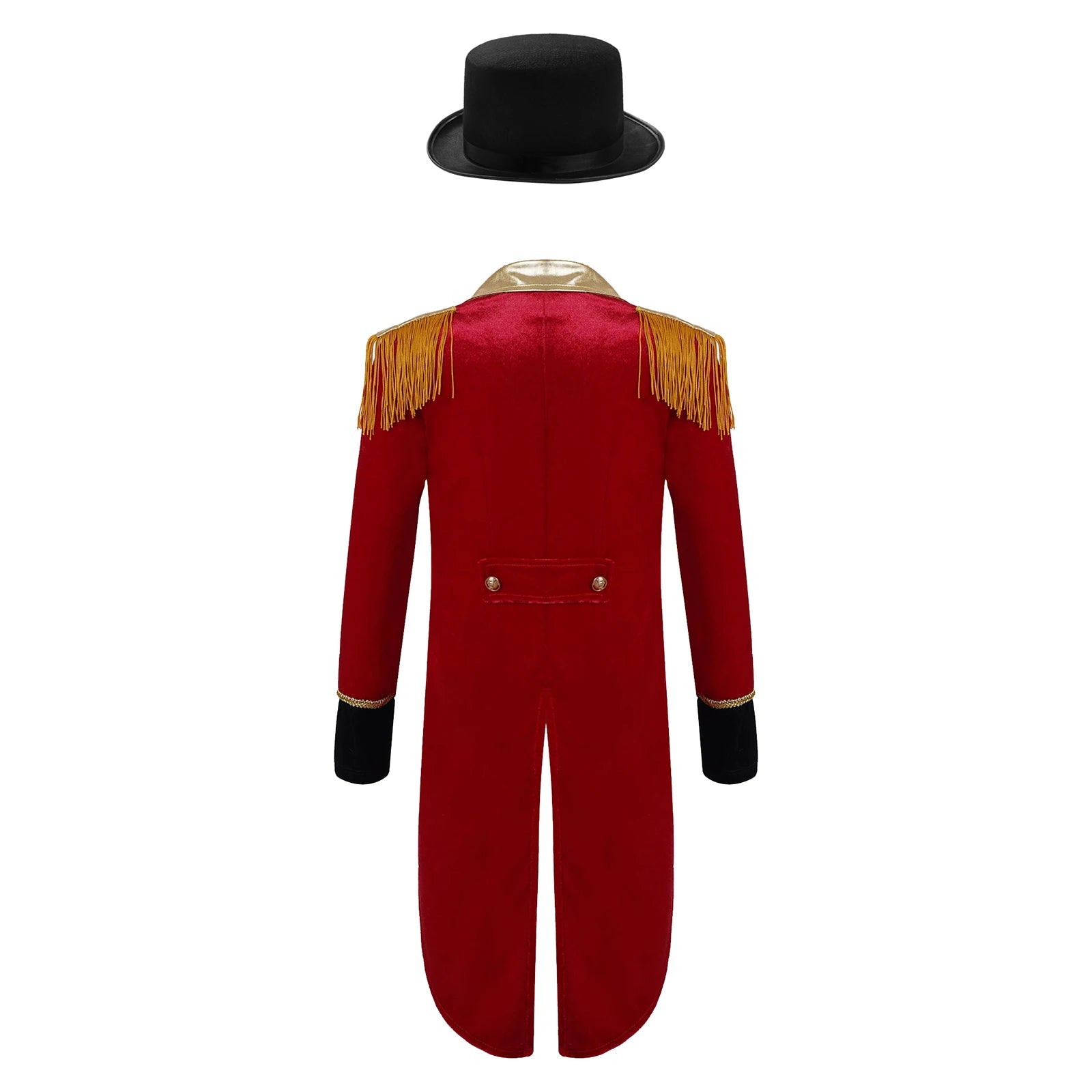 Kids' Circus Long Sleeve Lapel Tassel Tailcoat Felt Hat Ringmaster Costume - alternate view 2