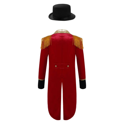 Kids' Circus Long Sleeve Lapel Tassel Tailcoat Felt Hat Ringmaster Costume - alternate view 2