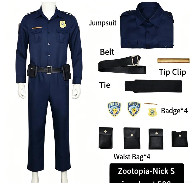 Adult Anime Fox Costume Cartoon Police Outfits Halloween Outfit for Men Women Easter - Set 1 / XL