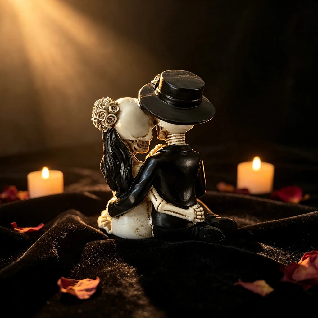 Skeleton Wedding Couple Figurine Gothic Skull Bride Groom Statue Till Death - product image 3