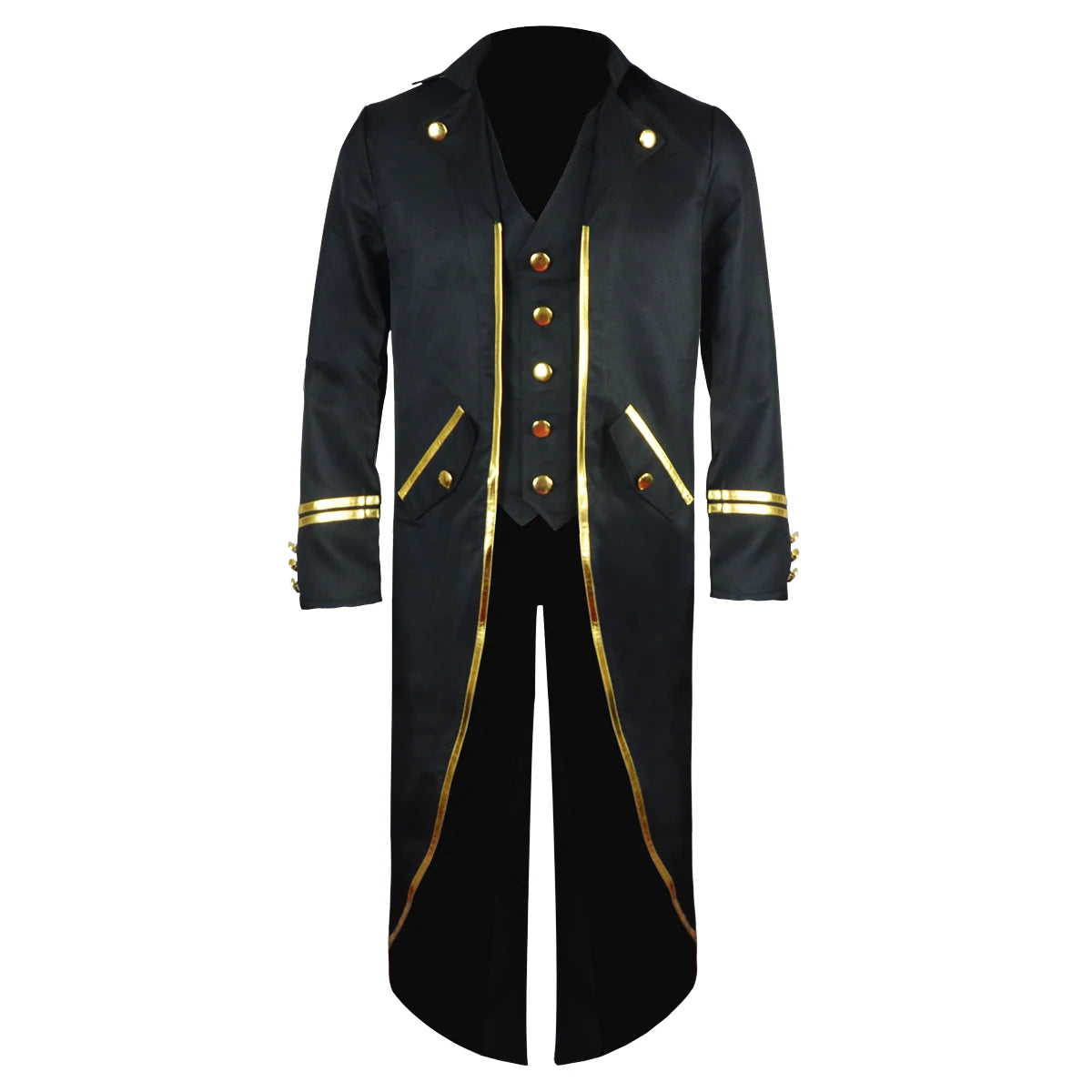 Men's Medieval Tuxedo Vintage Mid-Length Punk Gilt Stage Halloween Costume - White / XL