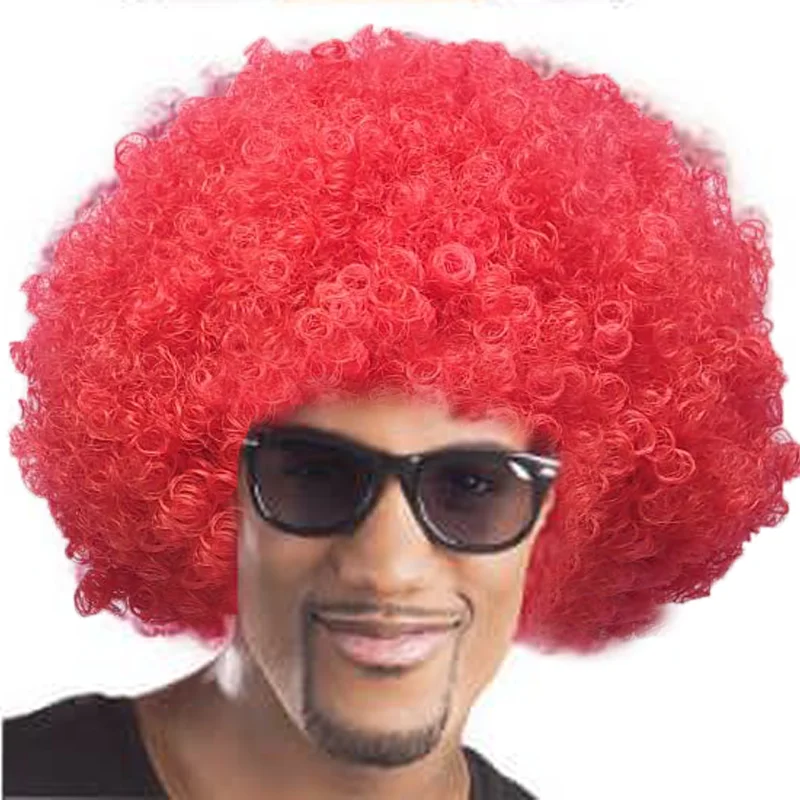 Clown Wig Afro Puff Wigs 80s Costume Anime Halloween Fancy Wigs - Brown