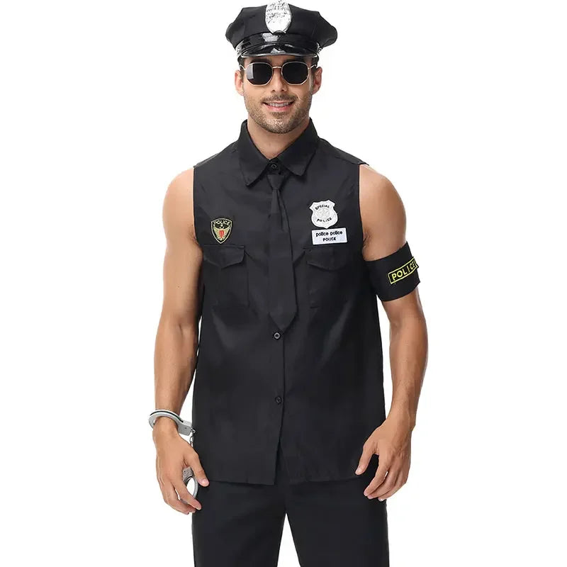Halloween Adult Police Officer Policeman Costumes Costume for Polices Men Women Couples - Women / S