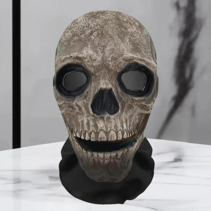 Halloween Ghost Face Full Mask, 3D Printed Stretchable Mesh, Comically Horrifying Cosplay Party Skull - product image 1