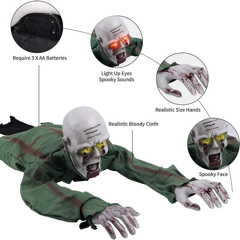 Scary Halloween Crawling Ghost Electronic Creepy Bloody Zombie with LED Eye - product image 5