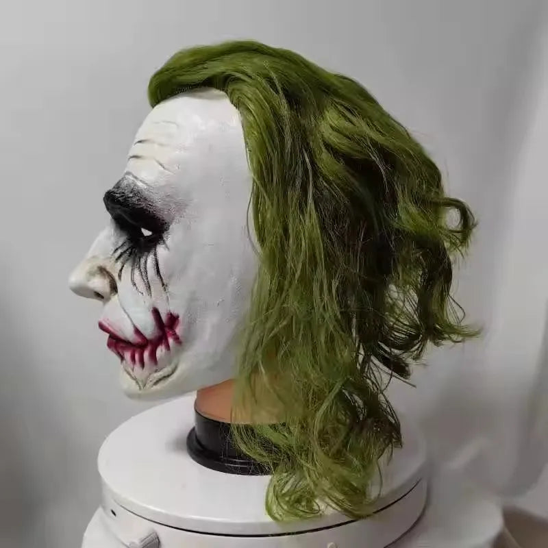 The Dark Knight Joker Cosplay Mask Green Hair Halloween Party Unisex Adult One Size Latex Mask Clown Bat