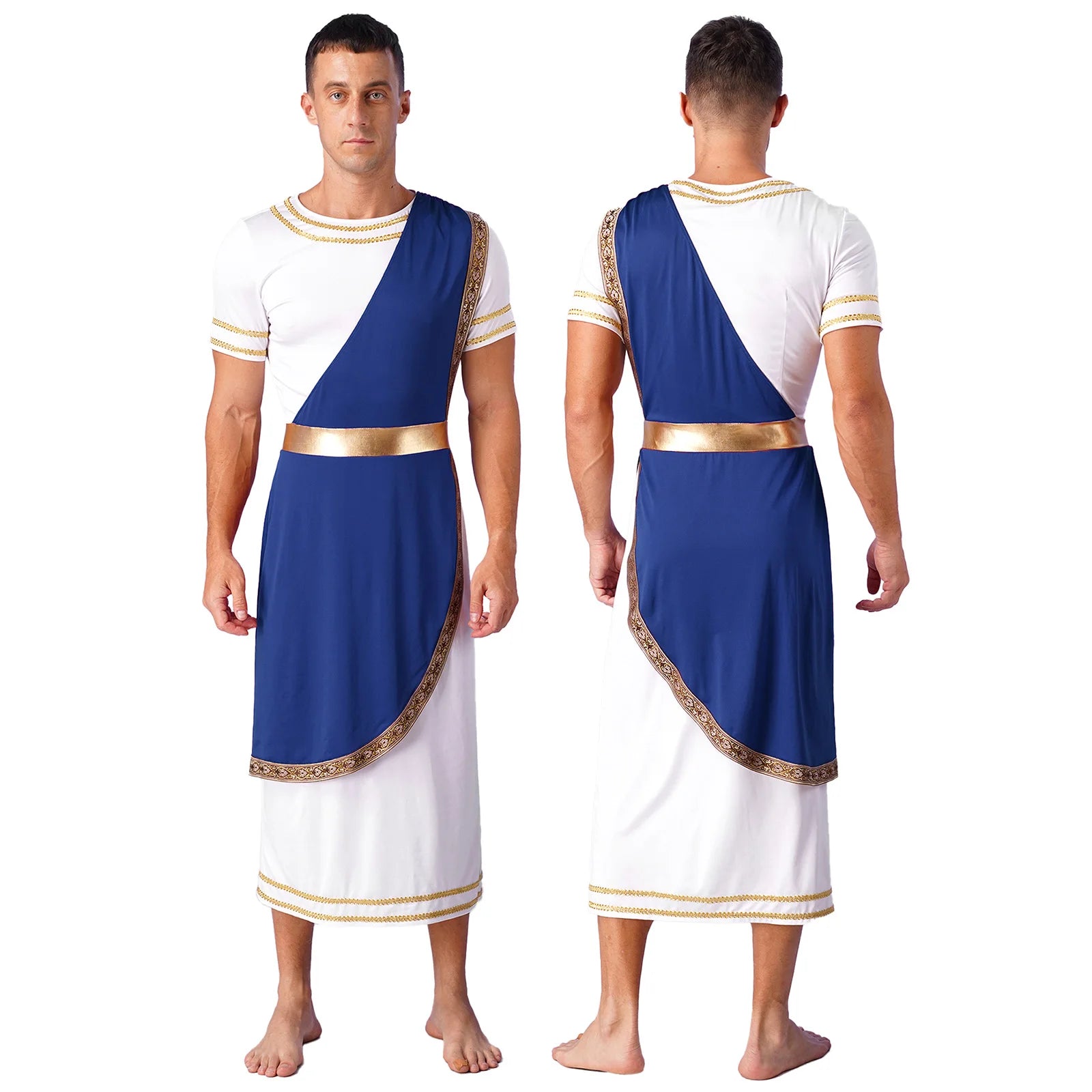 Men's Greek Ancient Zeus God Rome King Gladiator Warrior Halloween Costume - White A / M
