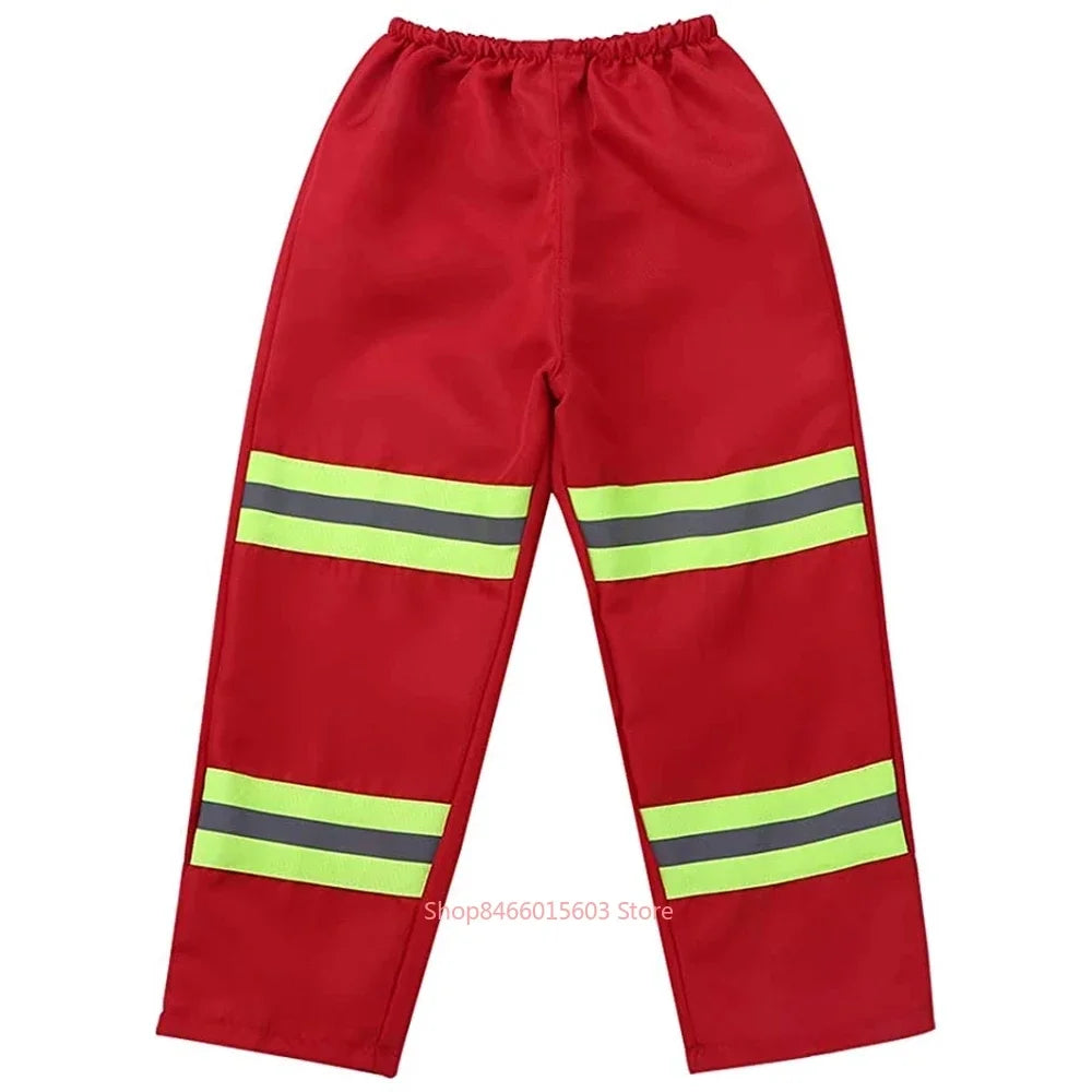 Kids Firefighter Uniform Children Sam Fireman Role Work Clothing Suit Boy Kids