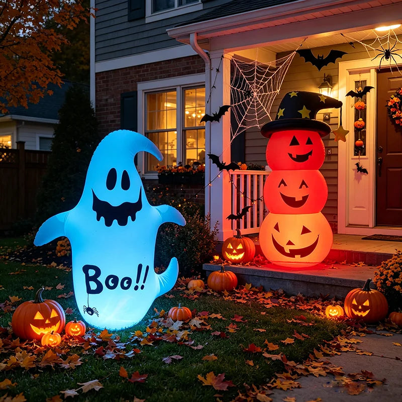 Pvc Inflatable Glowing Pumpkin Doll Suitable for Halloween, Halloween Inflatable Led Light-Up Ghost, - product image 2