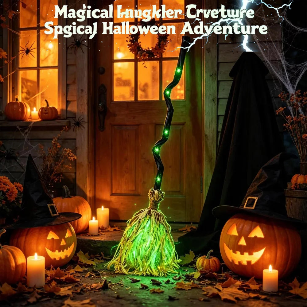 Halloween Animated Witch Broom Light Magic Dancing Broomstick With Spooky - product image 1