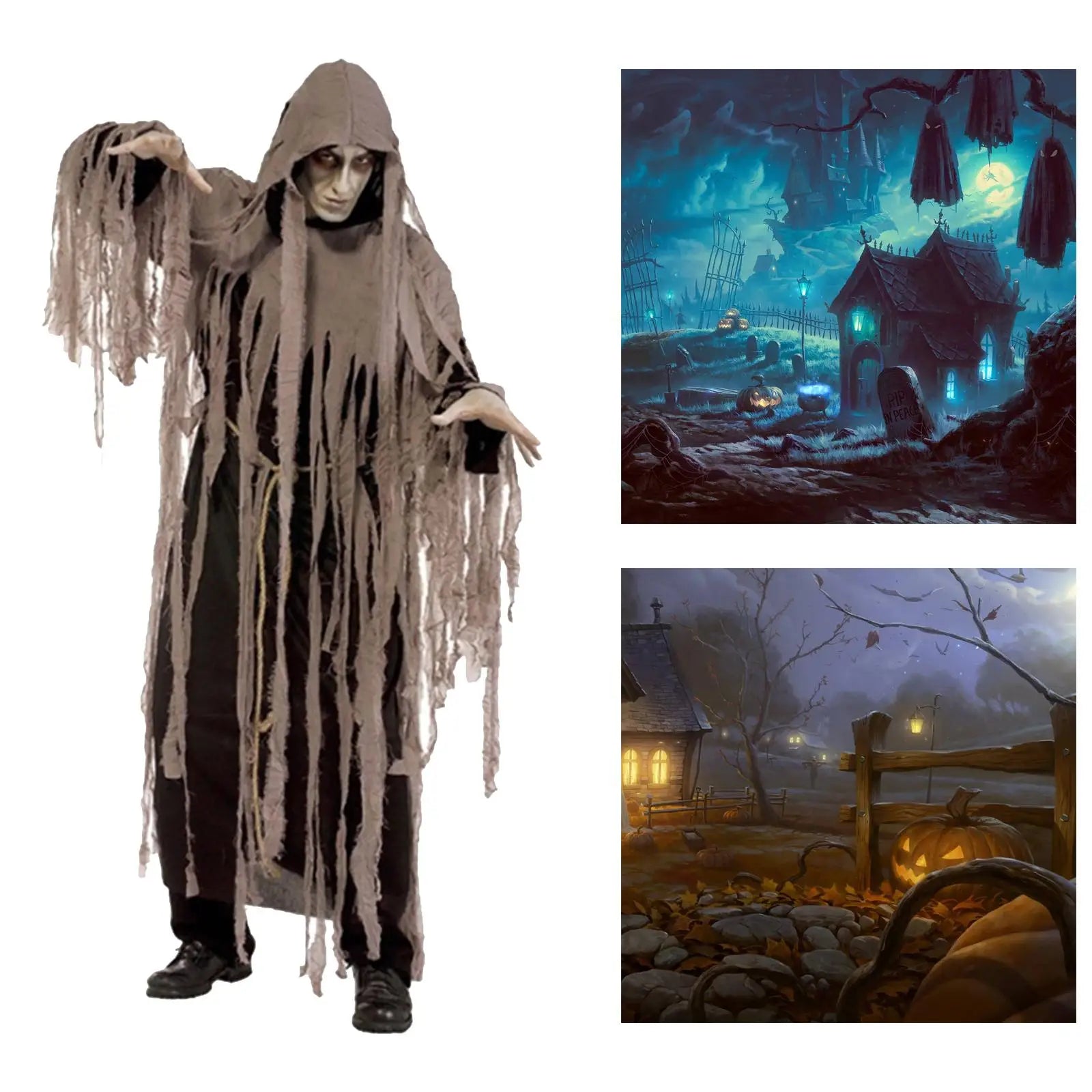 Adult Horror Costume Sets – Ghost, Zombie & Grim Reaper Styles